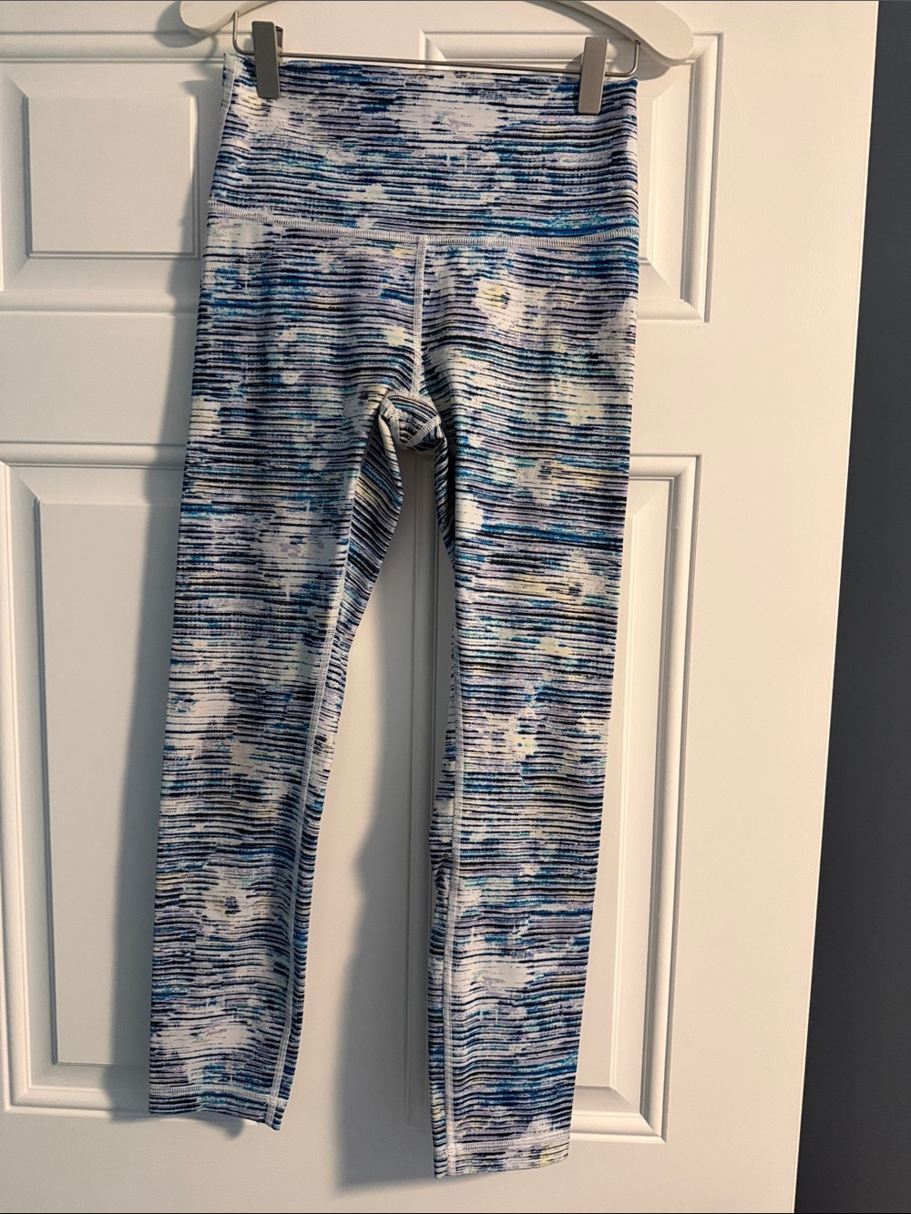 lululemon athletica Blue, White and Teal Striped Abstract Leggings